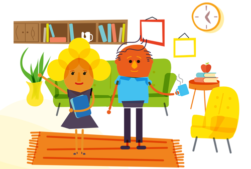 Adults with sofa